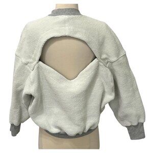 Bassike Reversible Open Back Oversized Sweatshirt Cropped White Gray Size XS / S